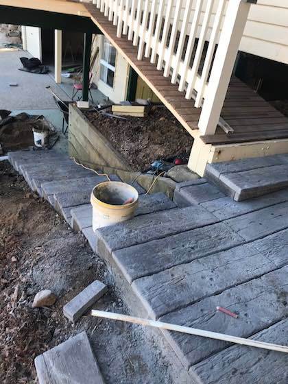concrete paver stairs at side of the house